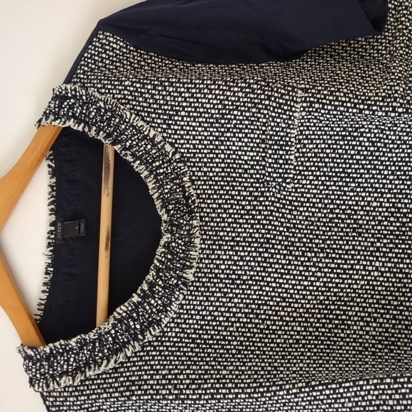 J. Crew Navy& Gray Tween Dilk Front Short Sleeves Tee Career Office Preppy Sz L - Picture 5 of 7